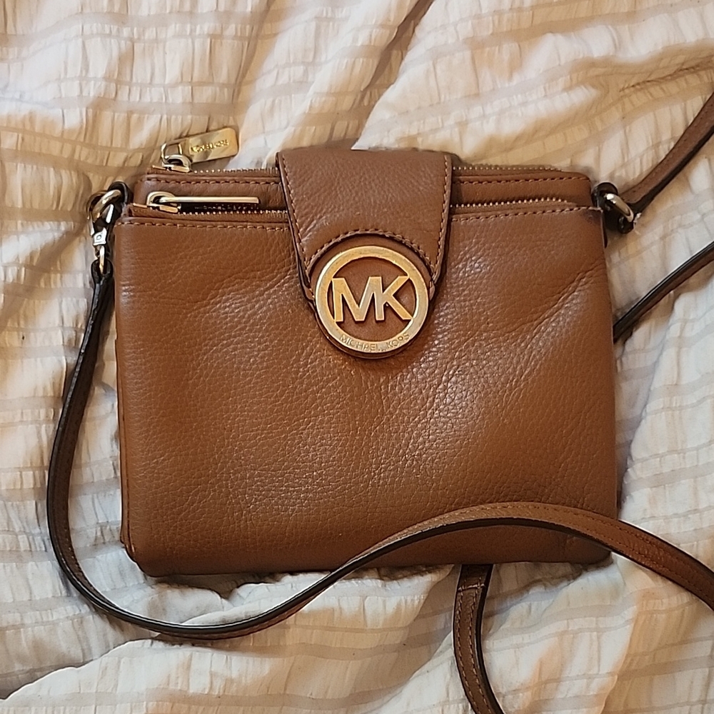 Michael Kors Tan Crossbody Bag with Gold Accents